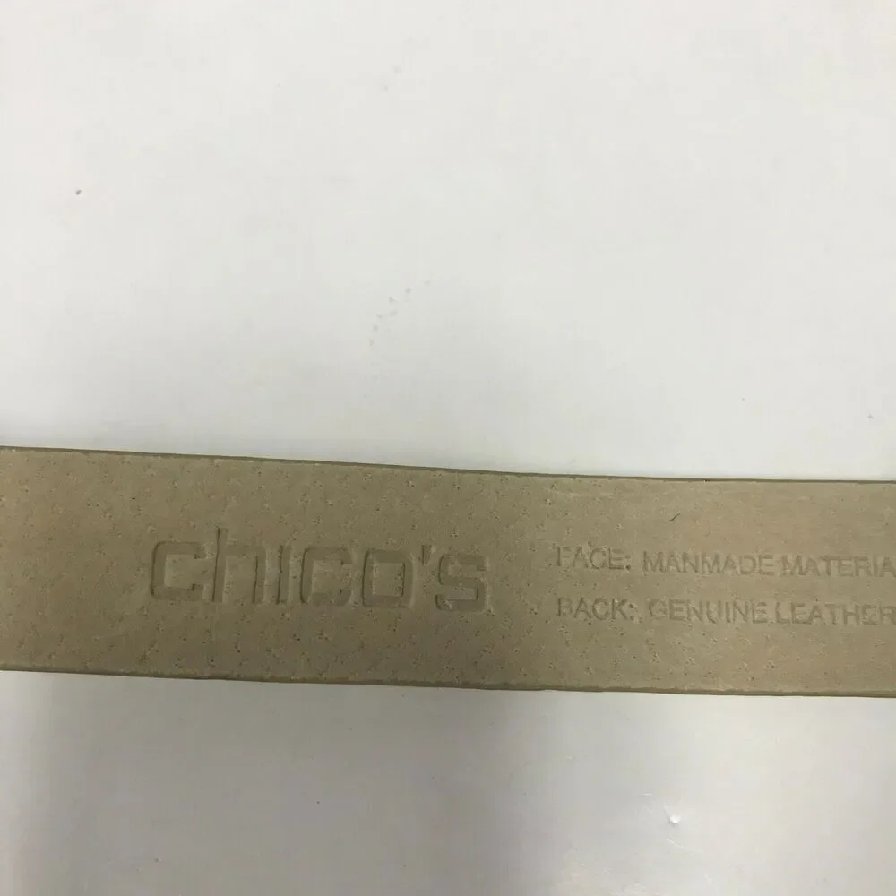 Chicos Belt Womens S/M Tan Reptile Embossed Leather Tan Golden Brown Links